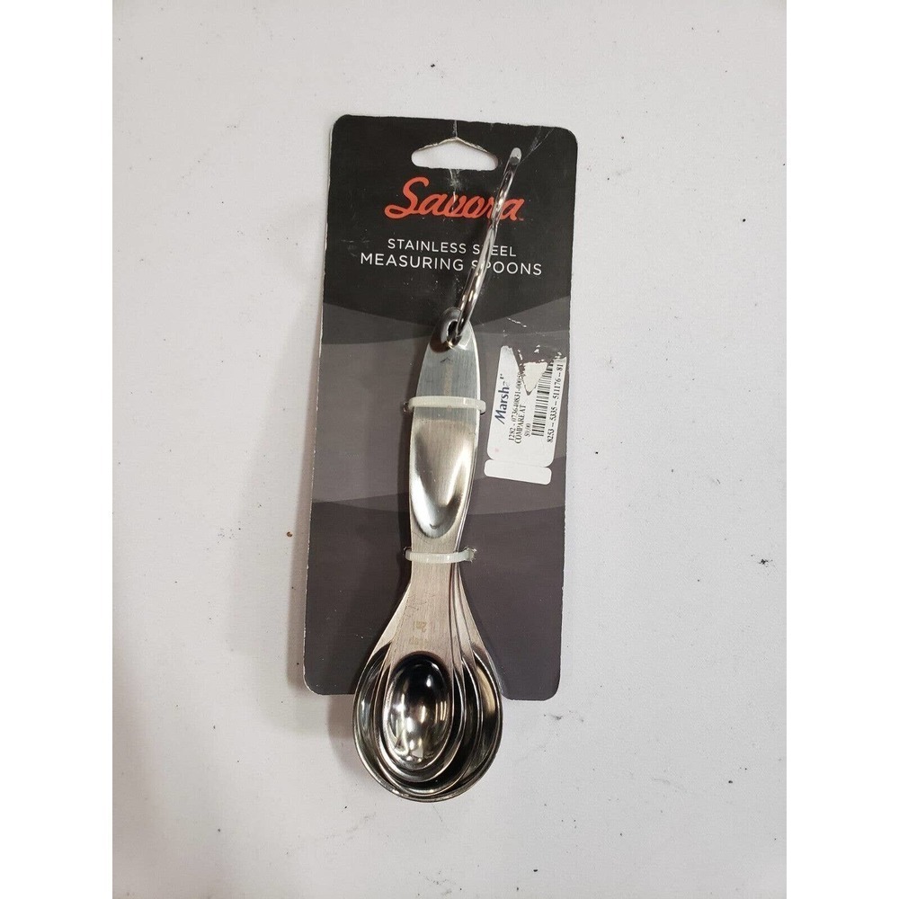 Savora Measuring Spoons Set Silver Stainless Steel Dishwasher Safe 5184254